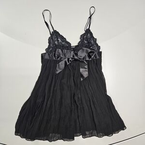 Victoria's Secret Black Lace & Satin Bow Chemise